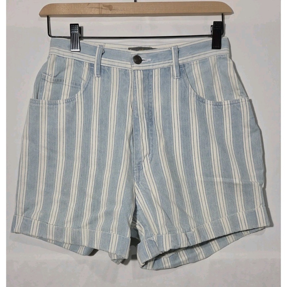 The Limited Hickory Striped Womens Shorts 6 High Waisted Rolled Cuff Mom Jeans
